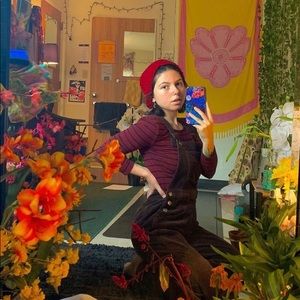 Brown corduroy overalls